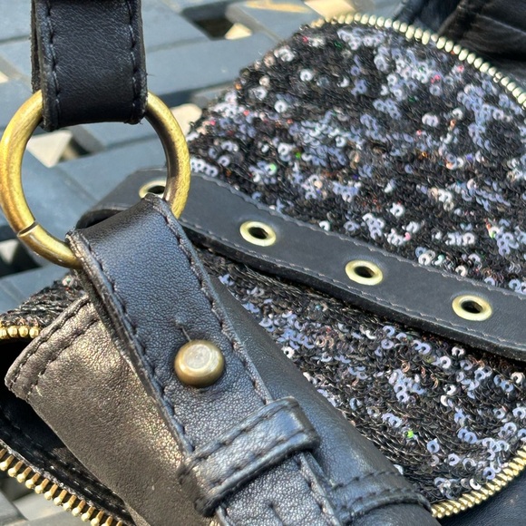 Via Repubblica Genuine Leather Sequin Convertible Backpack Purse Y2K Boho main image 10